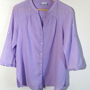 COLUMBIA lavender cotton roll tab sleeves SIZE medium